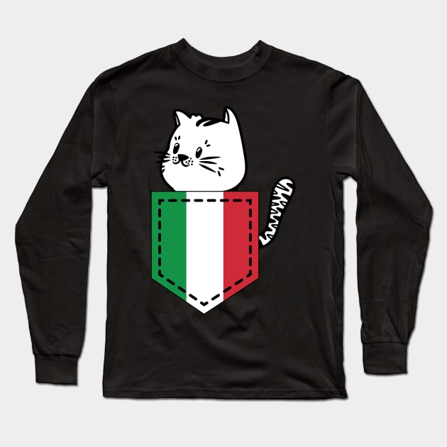 Patriotic Pocket Pussy - Cat Lover -  Italian Patriot Long Sleeve T-Shirt by PosterpartyCo